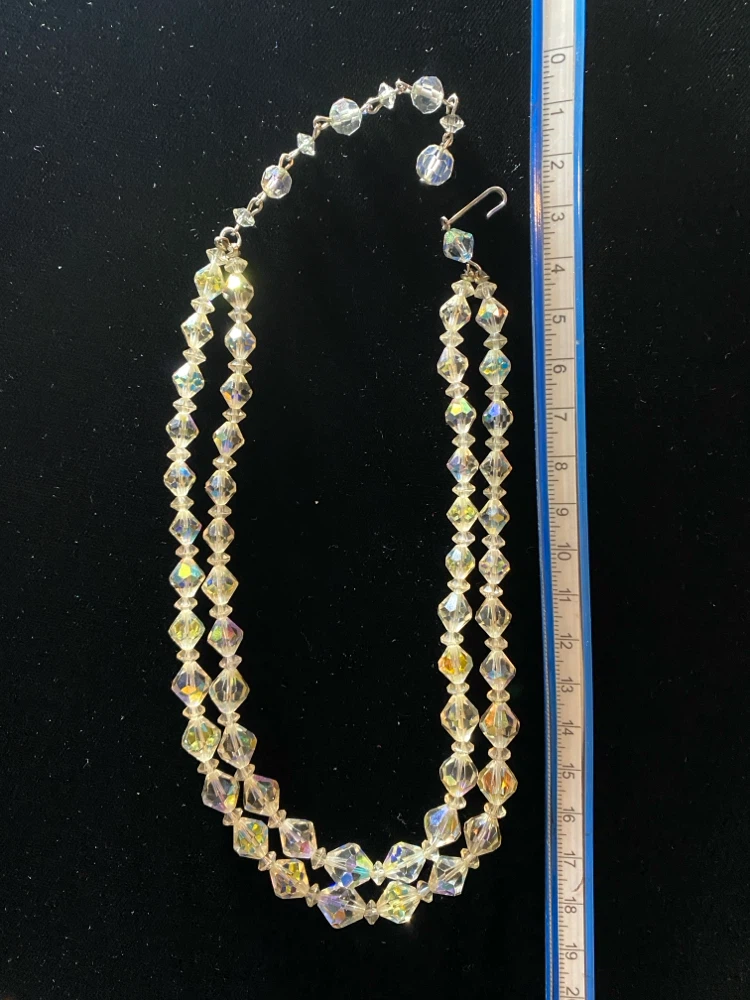 Double-Strand Iridescent Crystal Necklace - photo 2