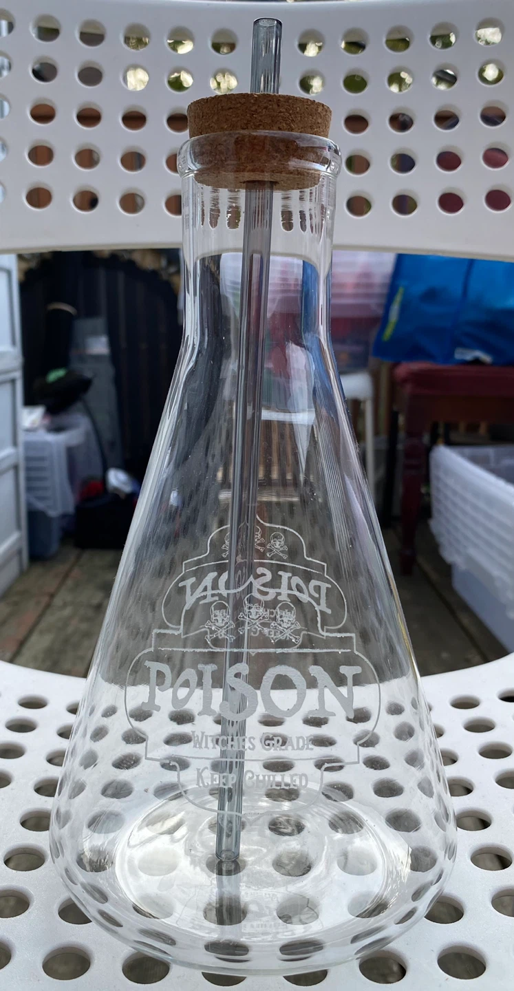 Glass Erlenmeyer flask cup with glass straw 🏈