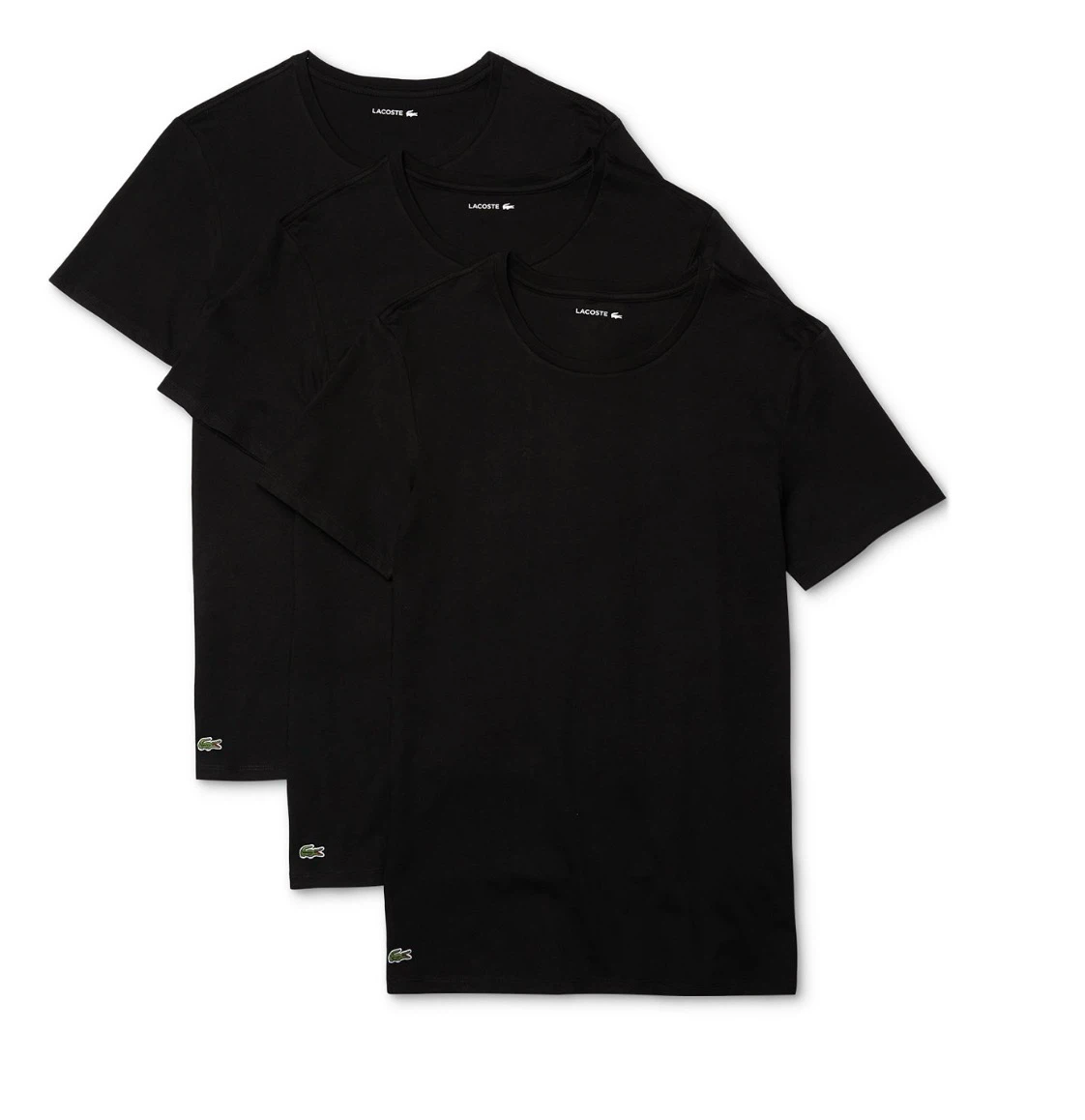 Lacoste Black Crew Neck T-Shirts - 3 Pack
