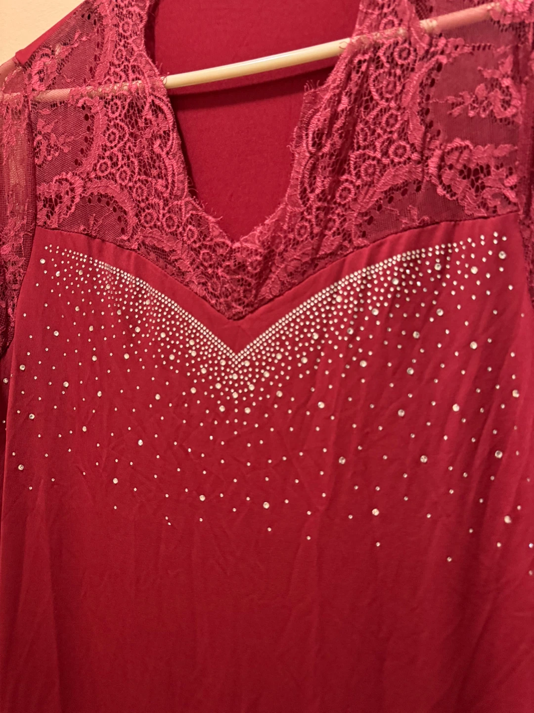 Red Long Sleeve Lace Dress 🏈 - photo 3