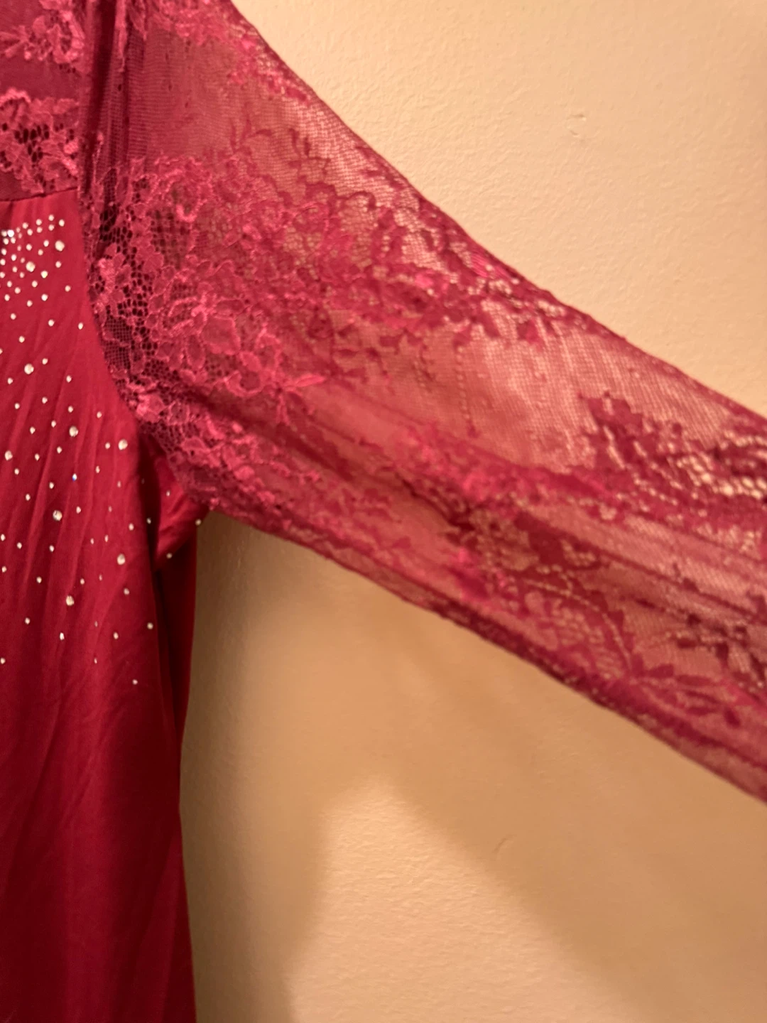 Red Long Sleeve Lace Dress 🏈 - photo 4