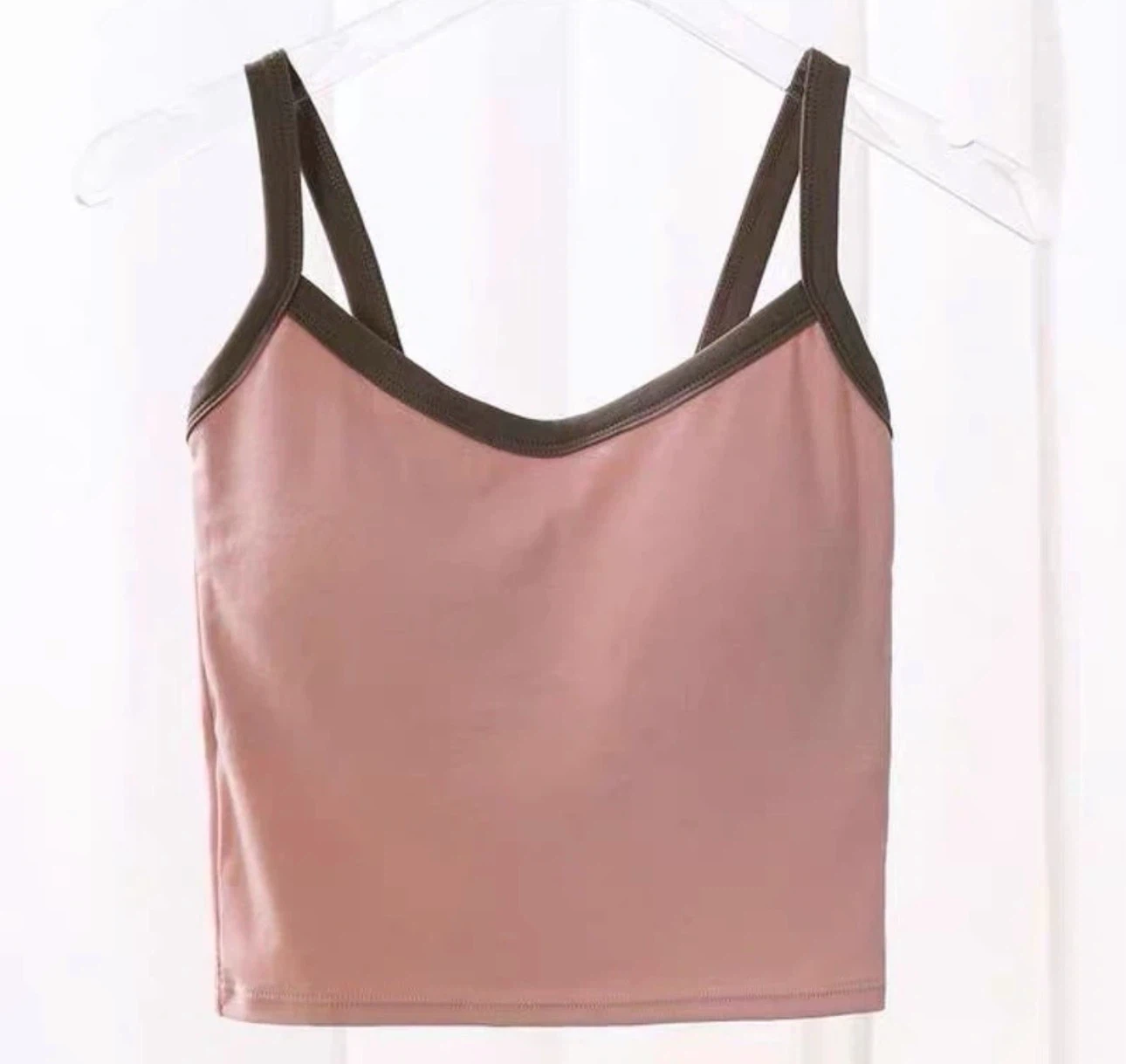 Dusty Pink Cami Top with Brown Trim - photo 2