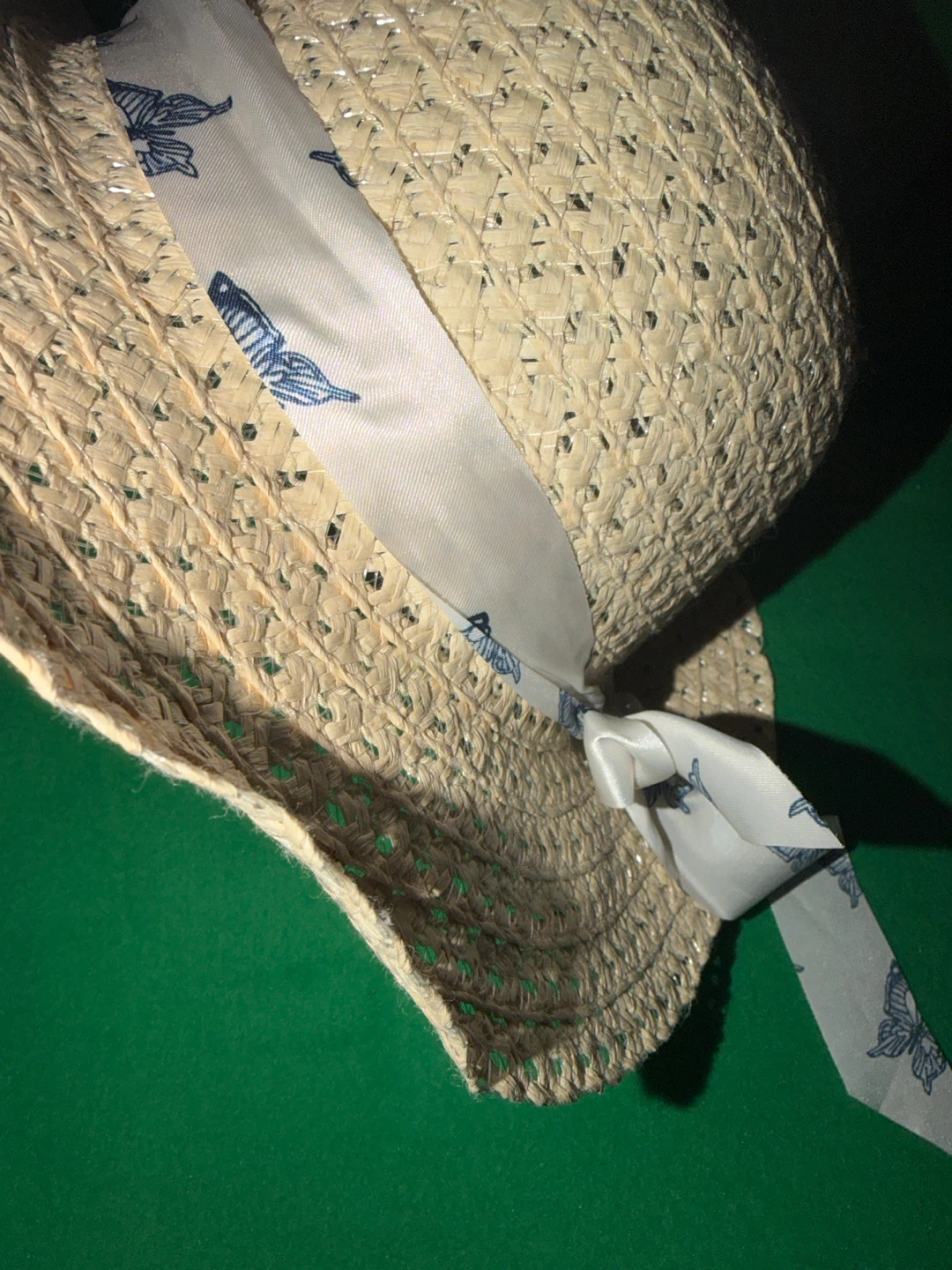 Straw sun hat with butterfly ribbon 🏈 - photo 2
