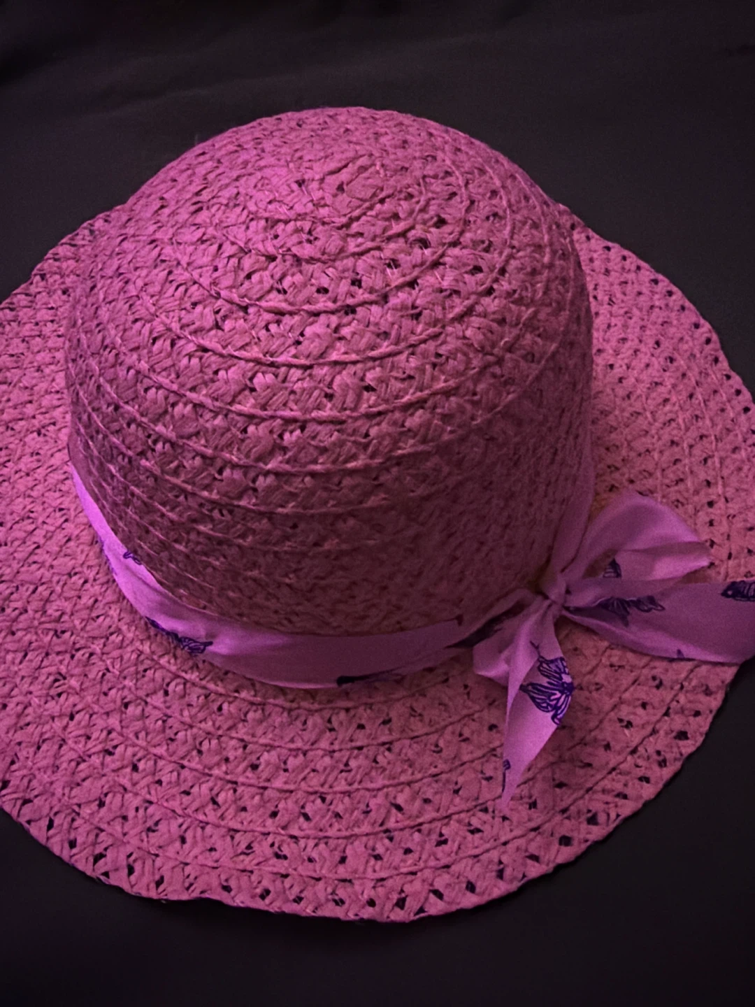 Straw sun hat with butterfly ribbon 🏈 - photo 3