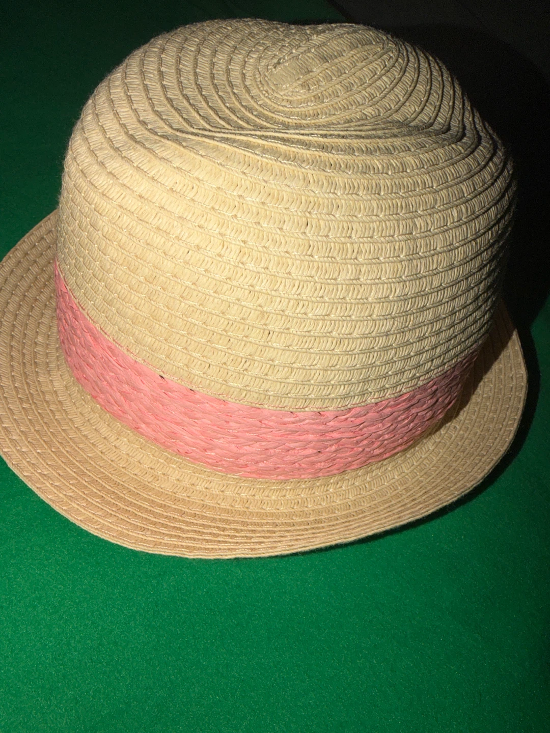 Straw Fedora with Pink Ribbon 🏈