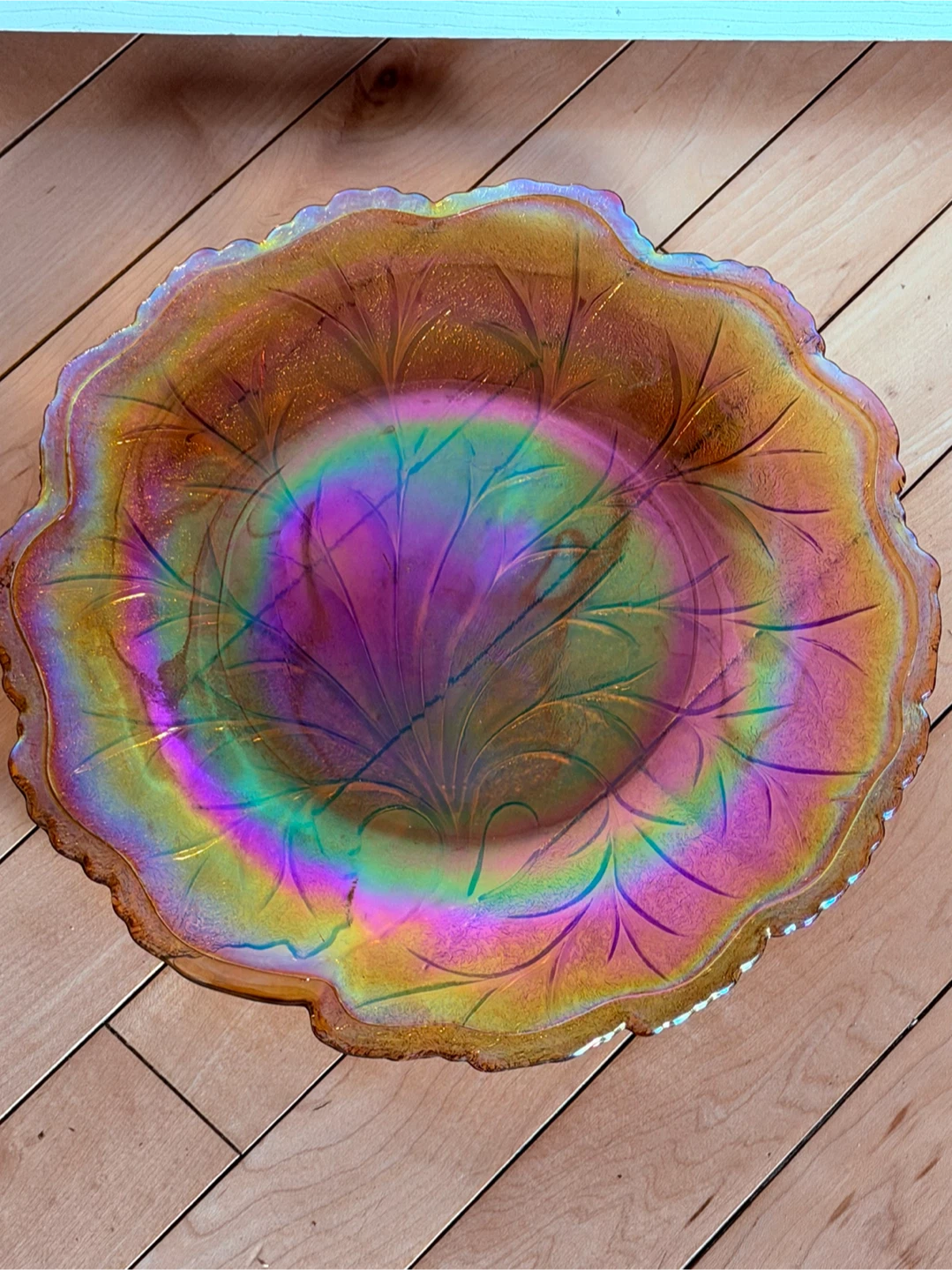 Iridescent Amber Glass Serving plate 🏈