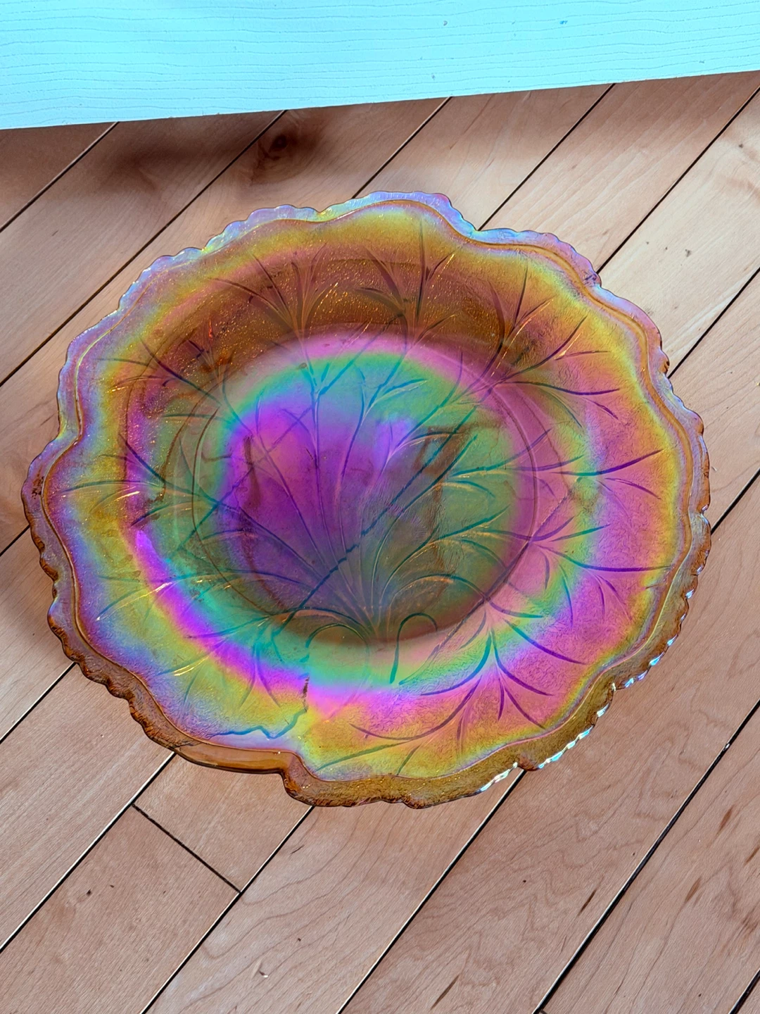 Iridescent Amber Glass Serving plate 🏈 - photo 2
