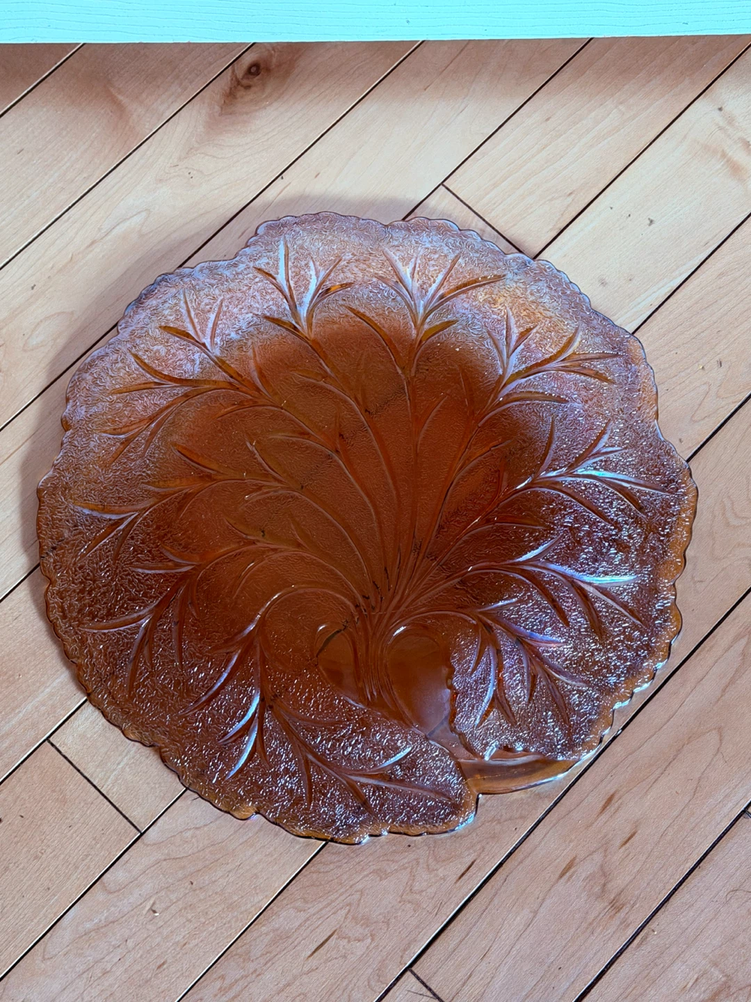 Iridescent Amber Glass Serving plate 🏈 - photo 3
