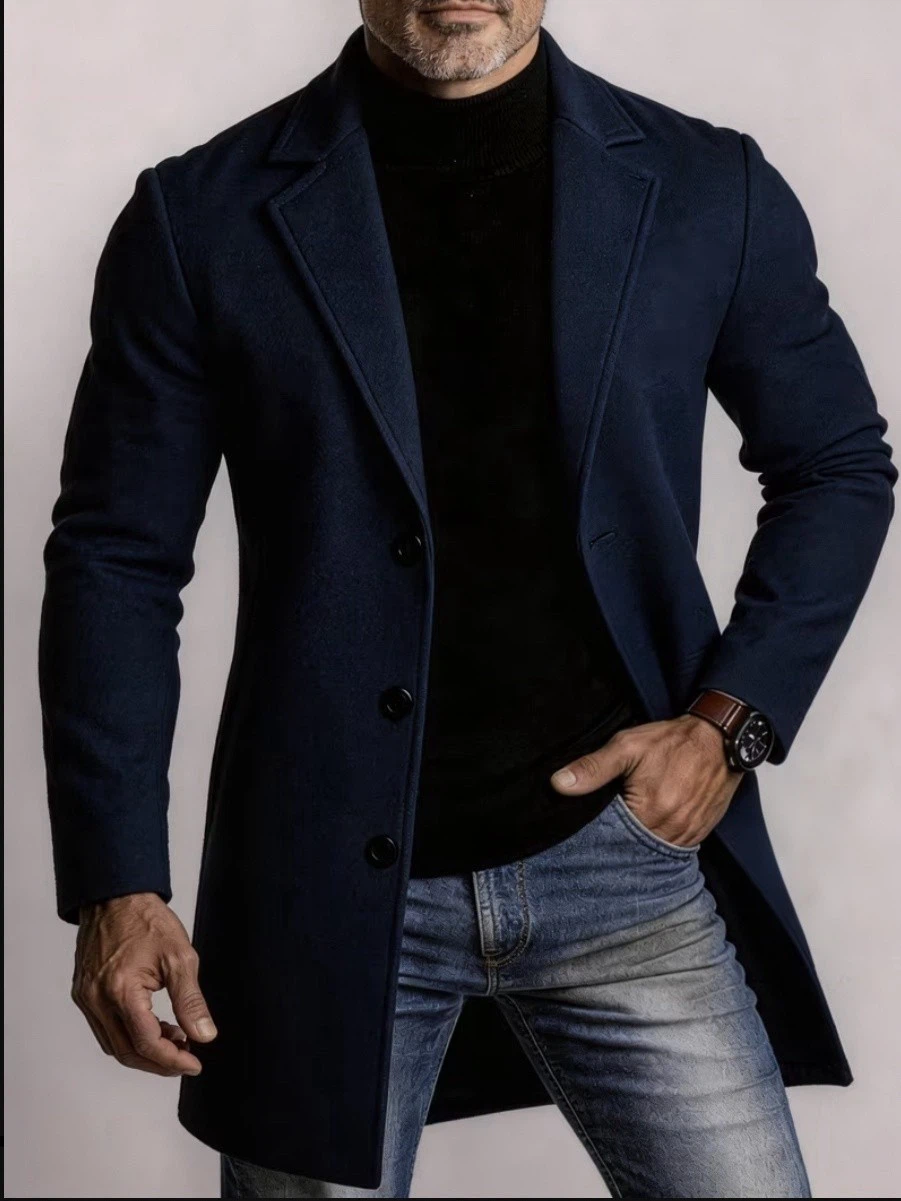 BRAND NEW • black Slim-Fit Mid-Length Men’s Coat