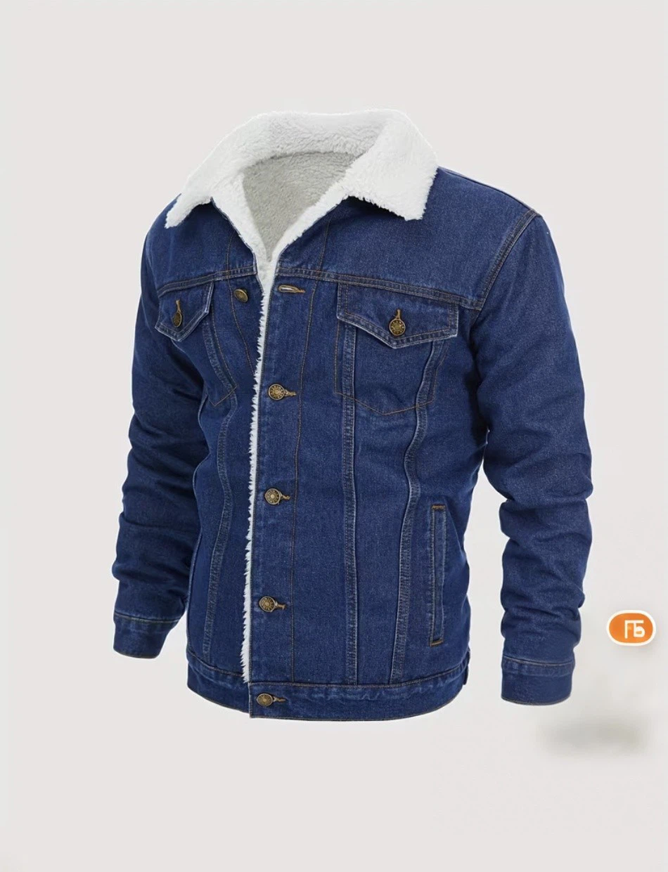 Men’s Sherpa-Lined Denim Jacket • Blue
