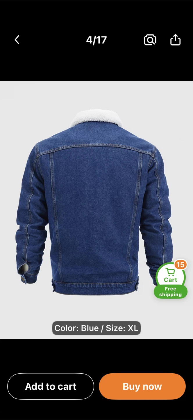 Men’s Sherpa-Lined Denim Jacket • Blue - photo 2
