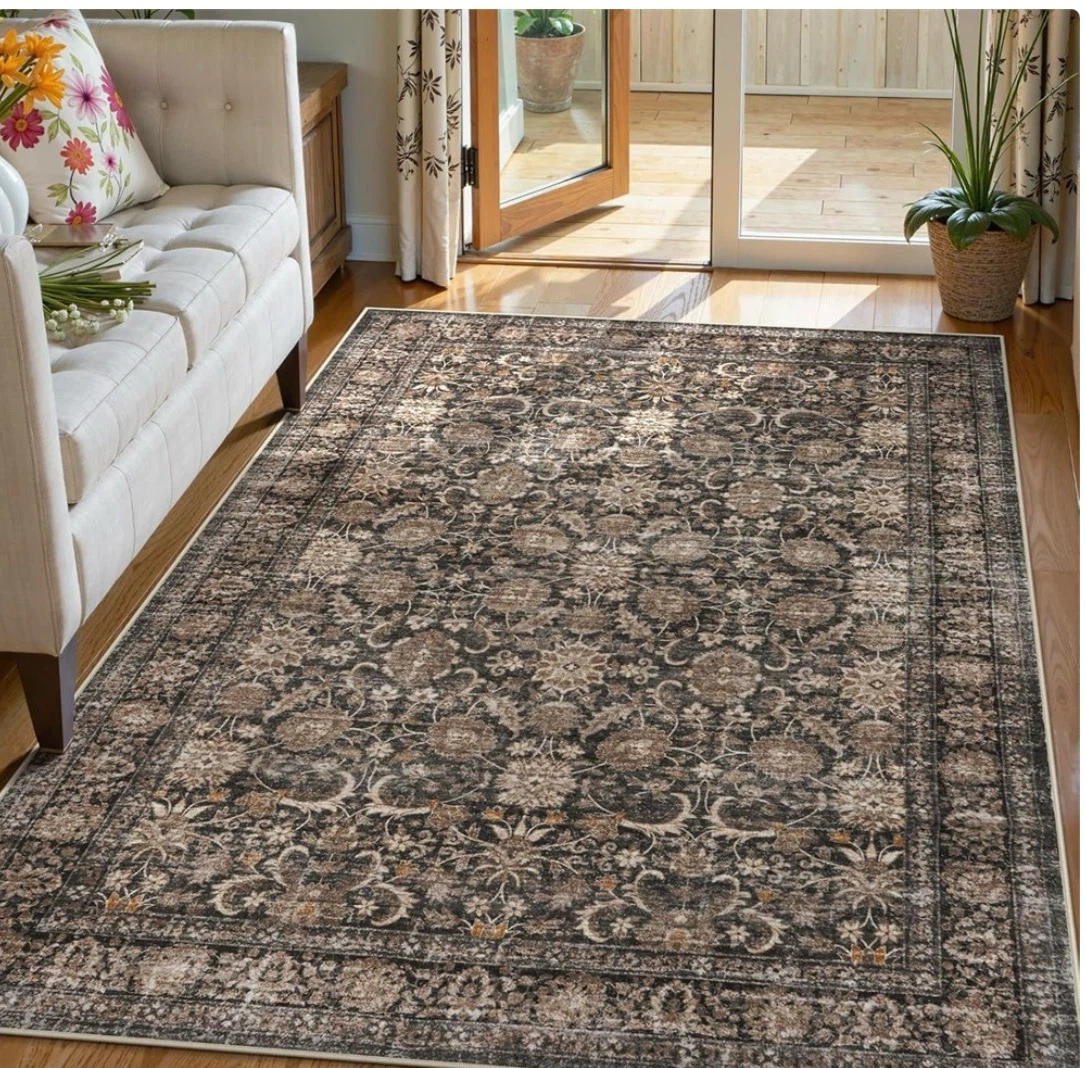 Anidaroel Dark Brown Rugs for Living Room 5x7, Washable