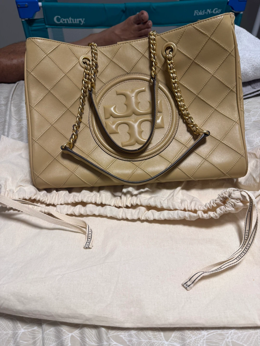 Tory Burch Quilted Leather Tote Bag