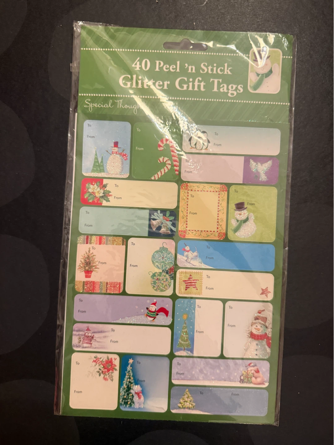 🏈40 Peel 'n Stick Glitter Gift Tags