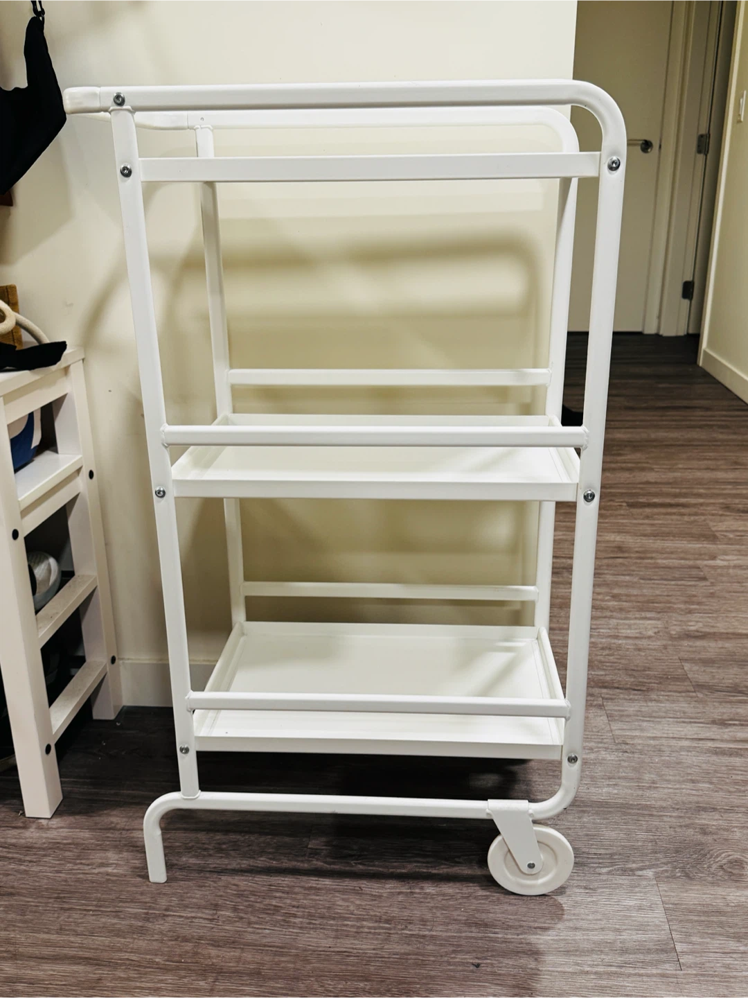 White Metal Utility Rolling Cart