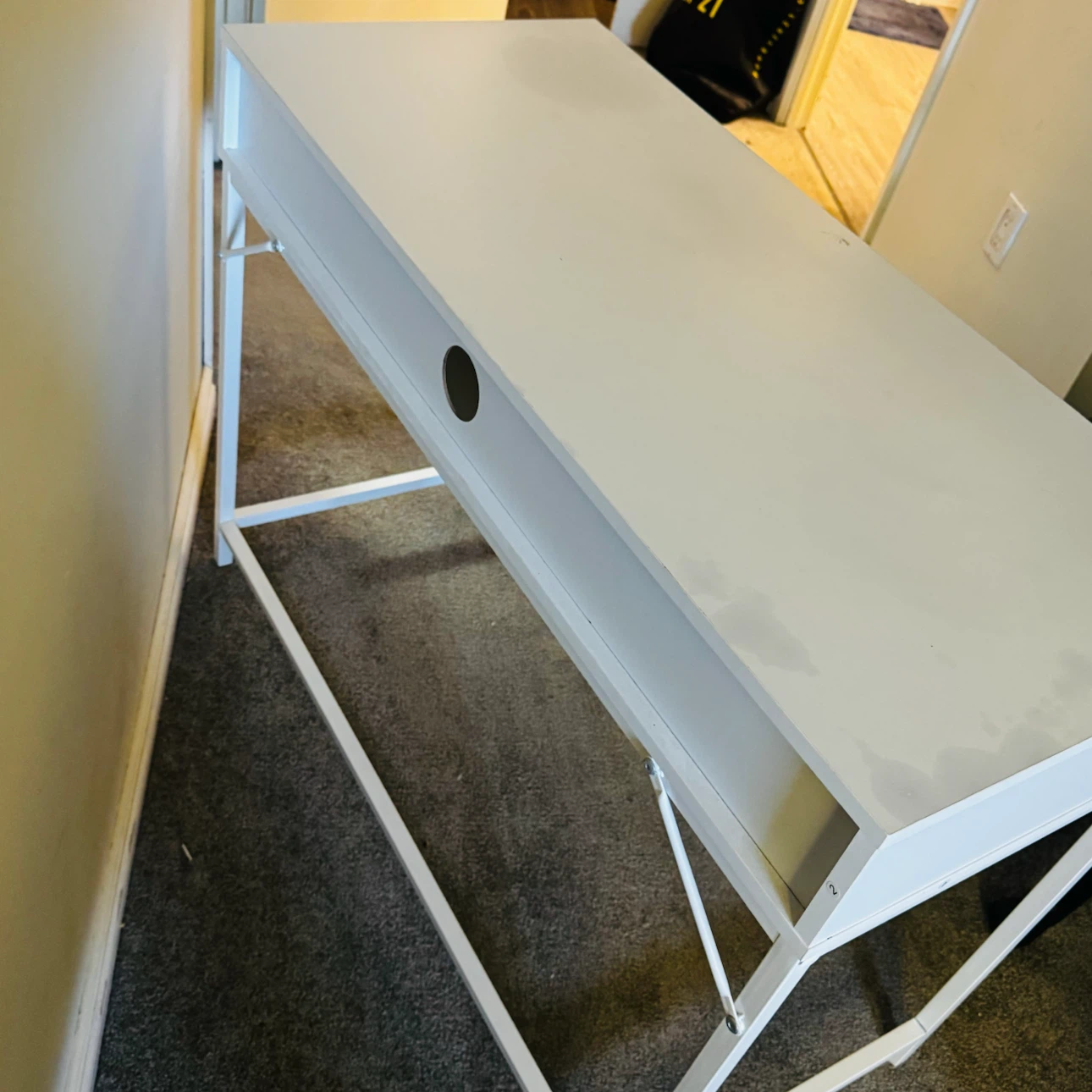 White Minimalist Desk with Drawer