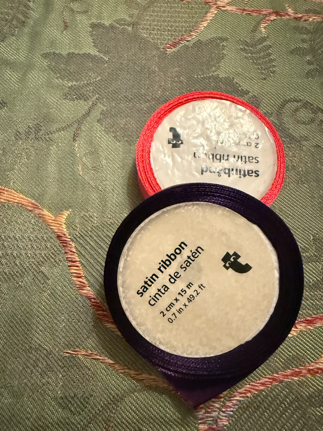 🏈Two Satin Ribbon Spools Red and Purple - photo 2