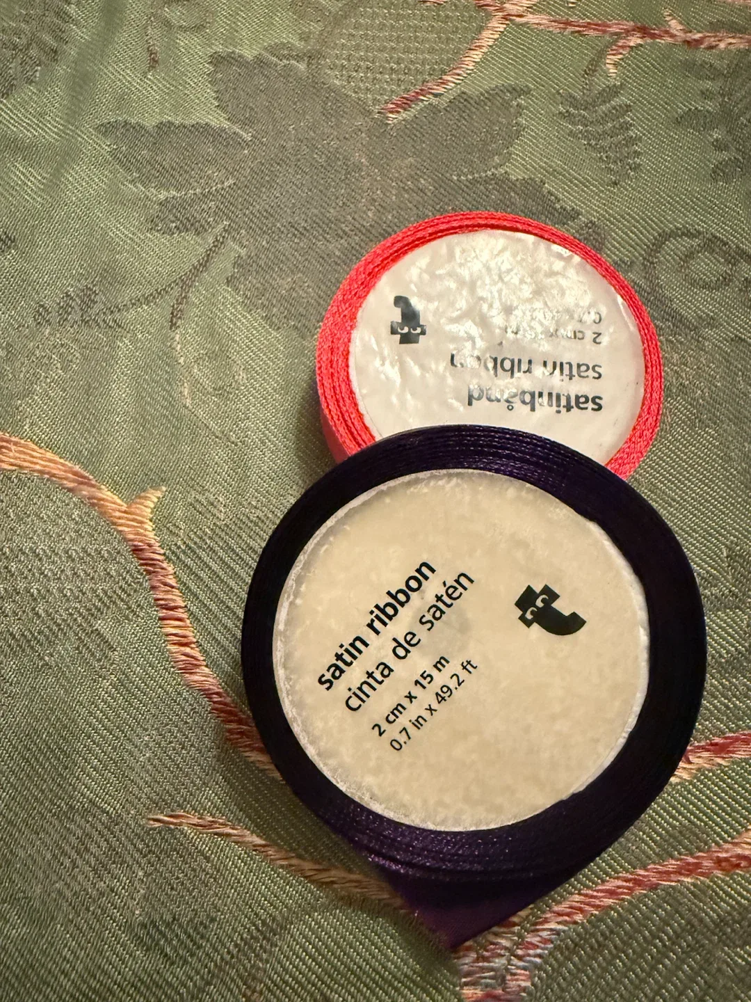 🏈Two Satin Ribbon Spools Red and Purple - photo 2