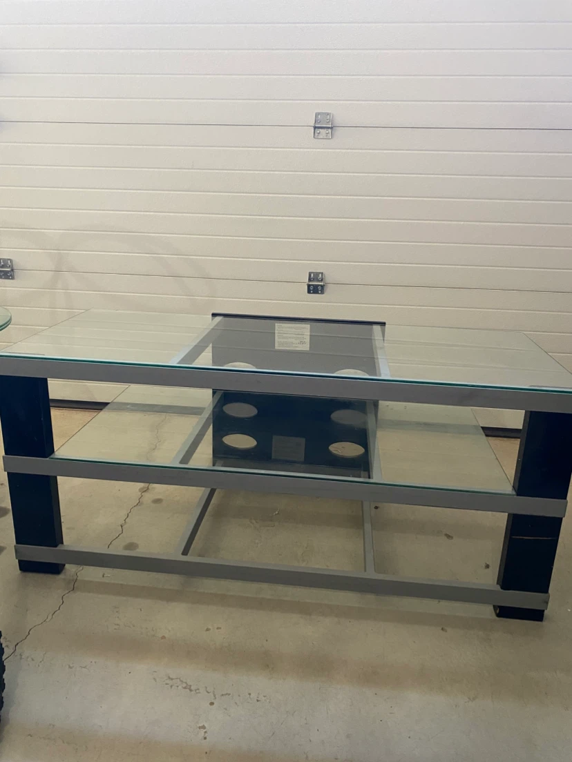 3-tier glass TV/media stand, silver frame