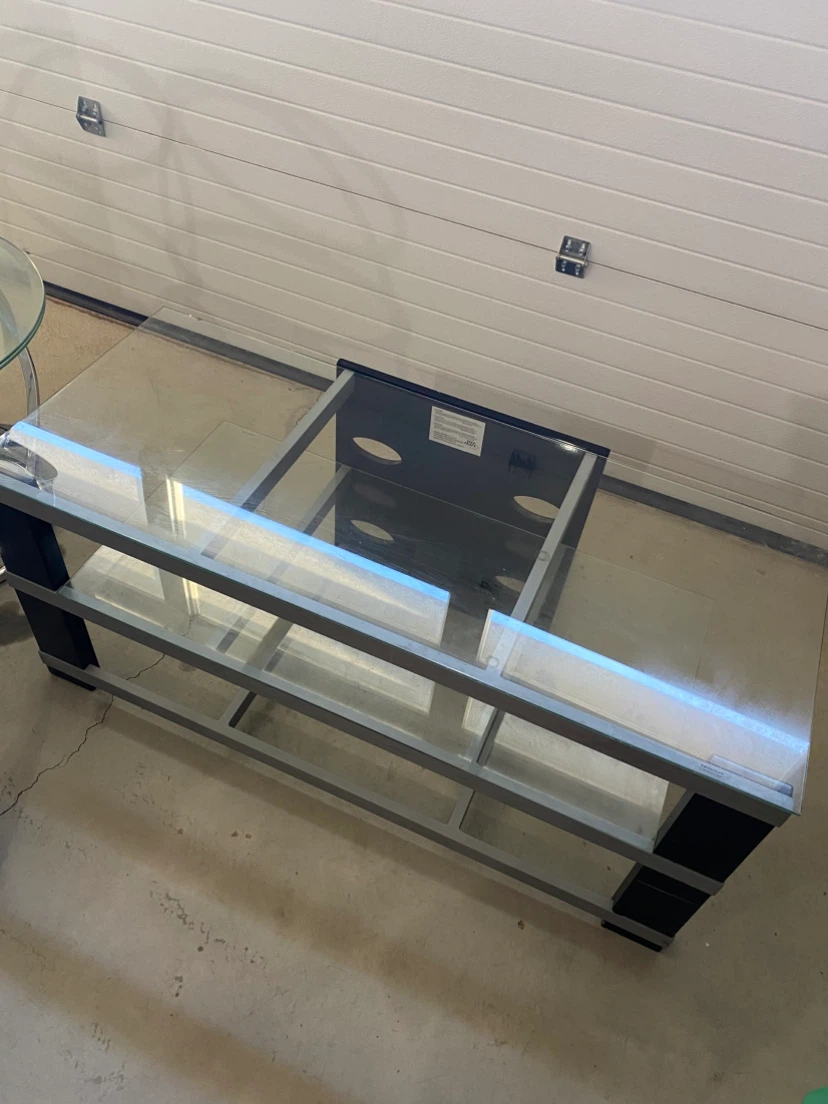 3-tier glass TV/media stand, silver frame - photo 3