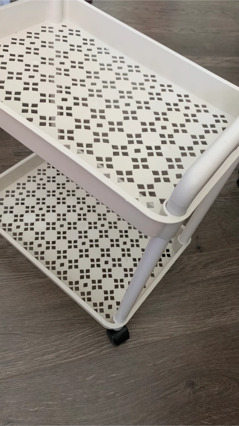 White 2-Tier Rolling Storage Cart 🏈 - photo 4