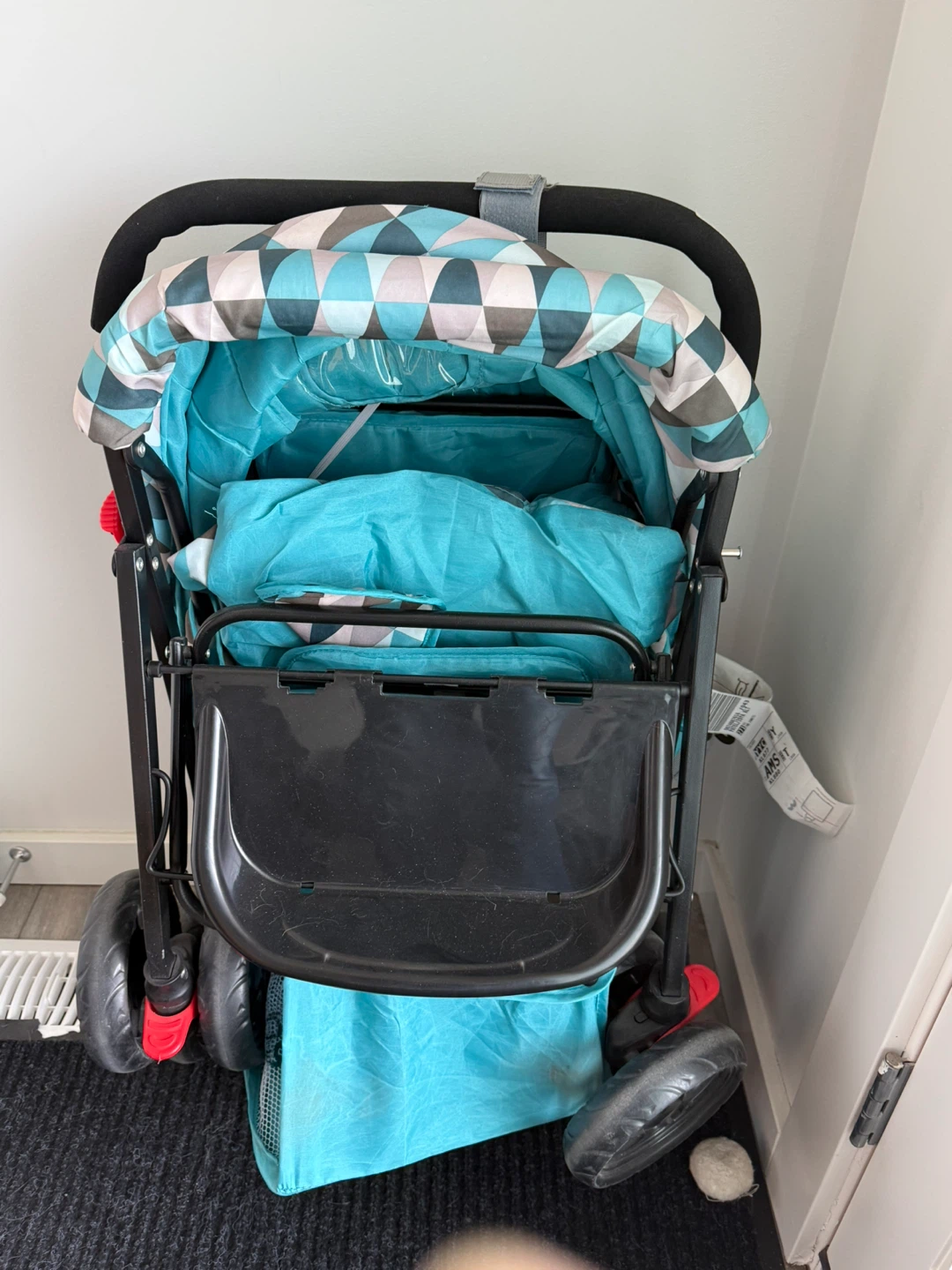 Collapsible Baby Stroller - Teal and Patterned - photo 2