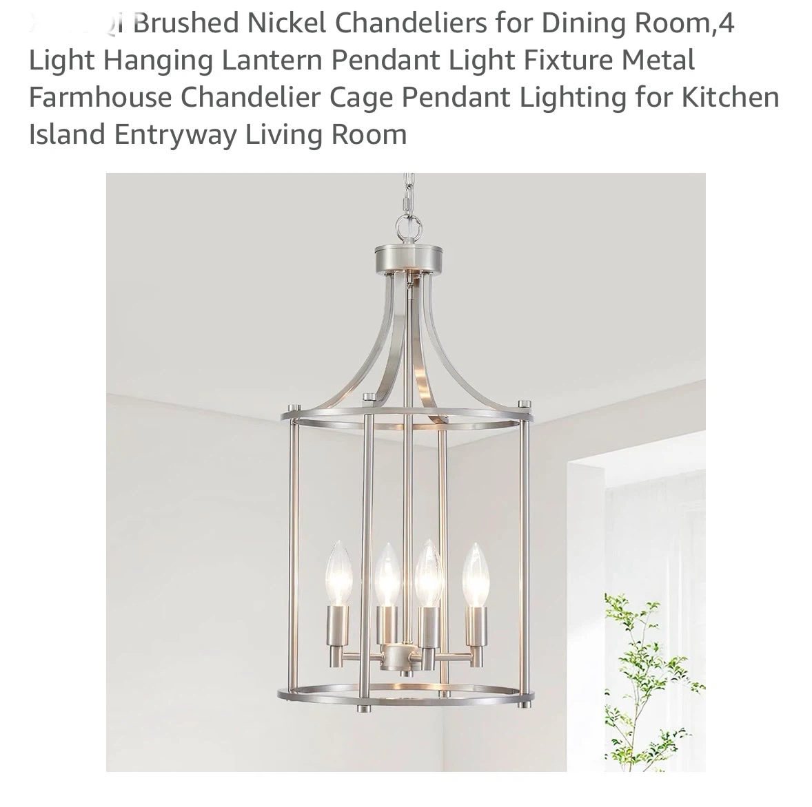 Brushed Nickel 4-Light Lantern Chandelier