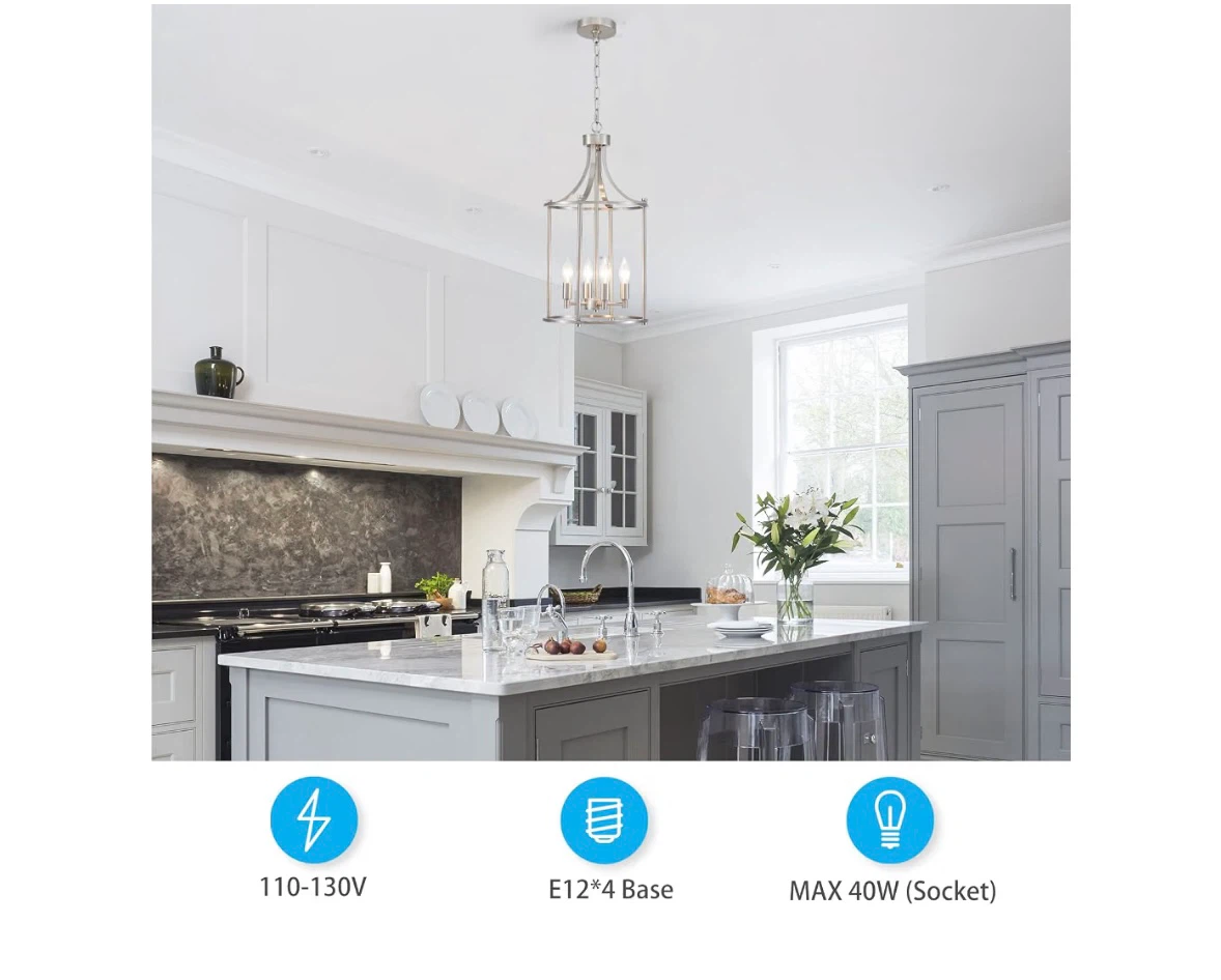 Brushed Nickel 4-Light Lantern Chandelier - photo 2