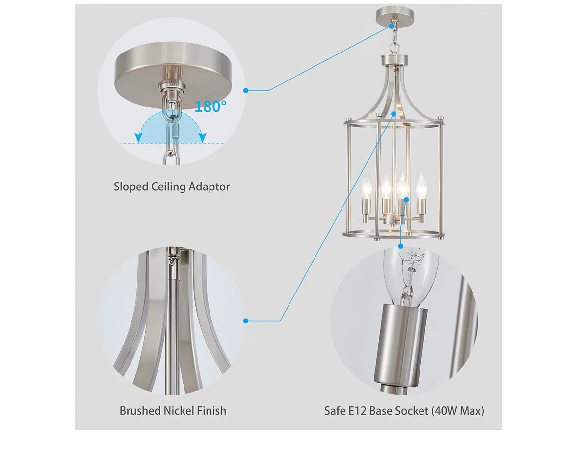 Brushed Nickel 4-Light Lantern Chandelier - photo 3