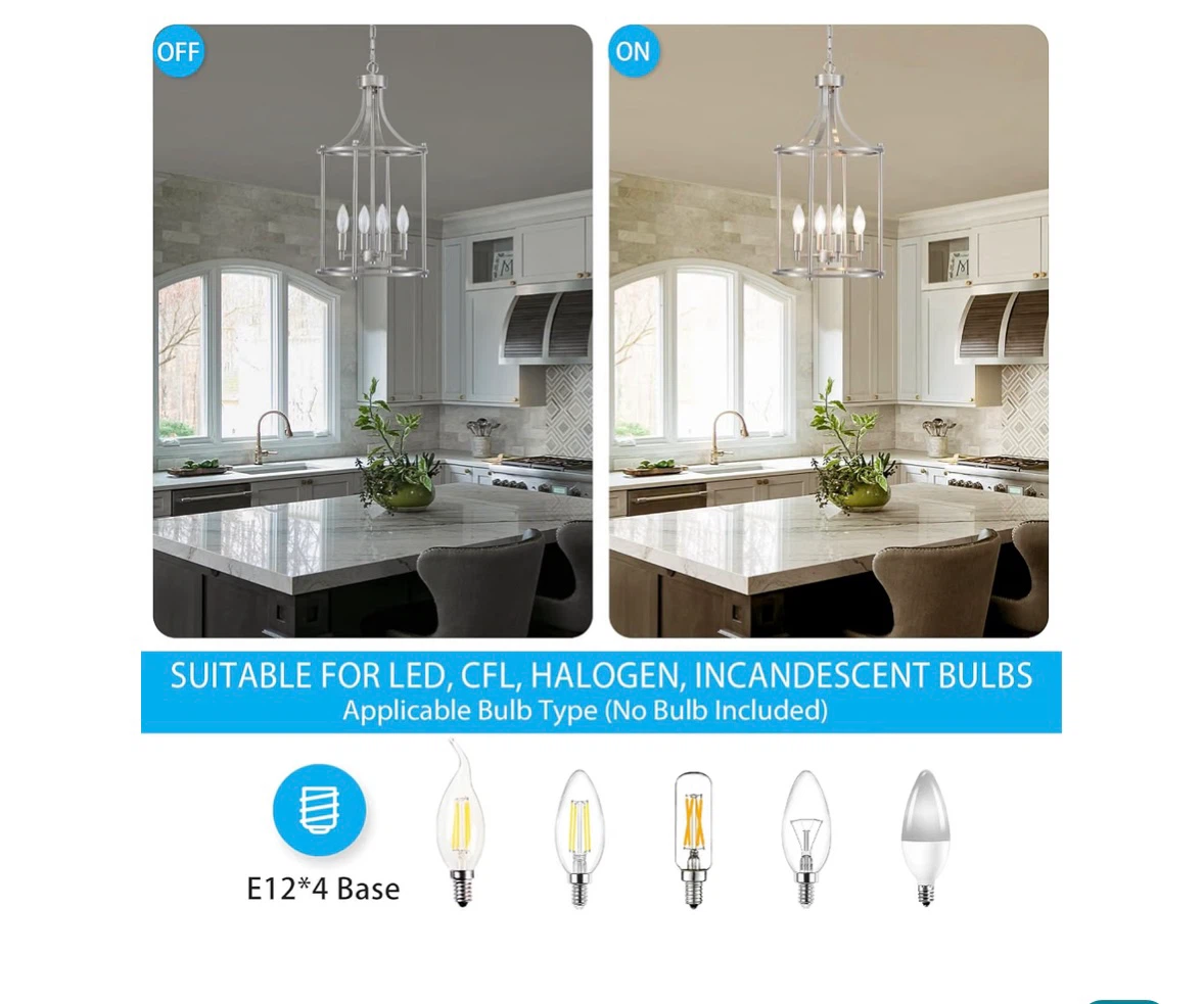 Brushed Nickel 4-Light Lantern Chandelier - photo 5