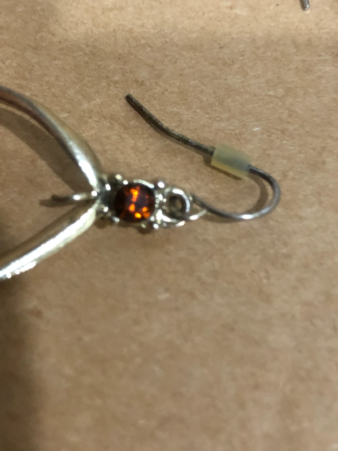 Gold-tone teardrop earrings with garnet accents 🏈 - photo 2