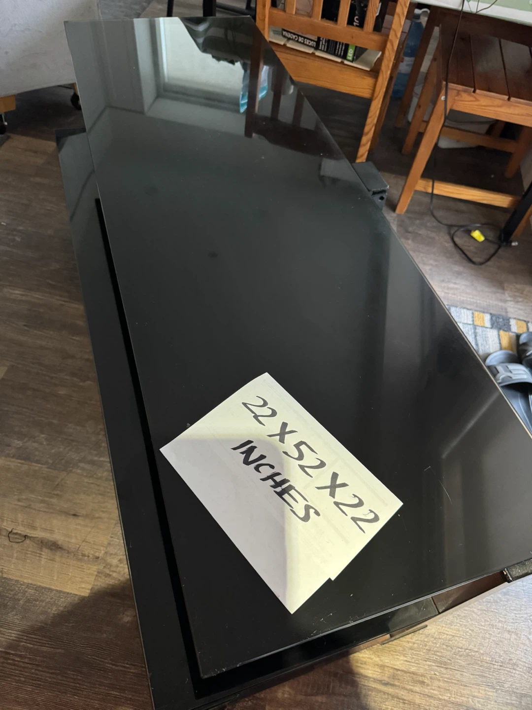 Black Glass and Wood TV Stand