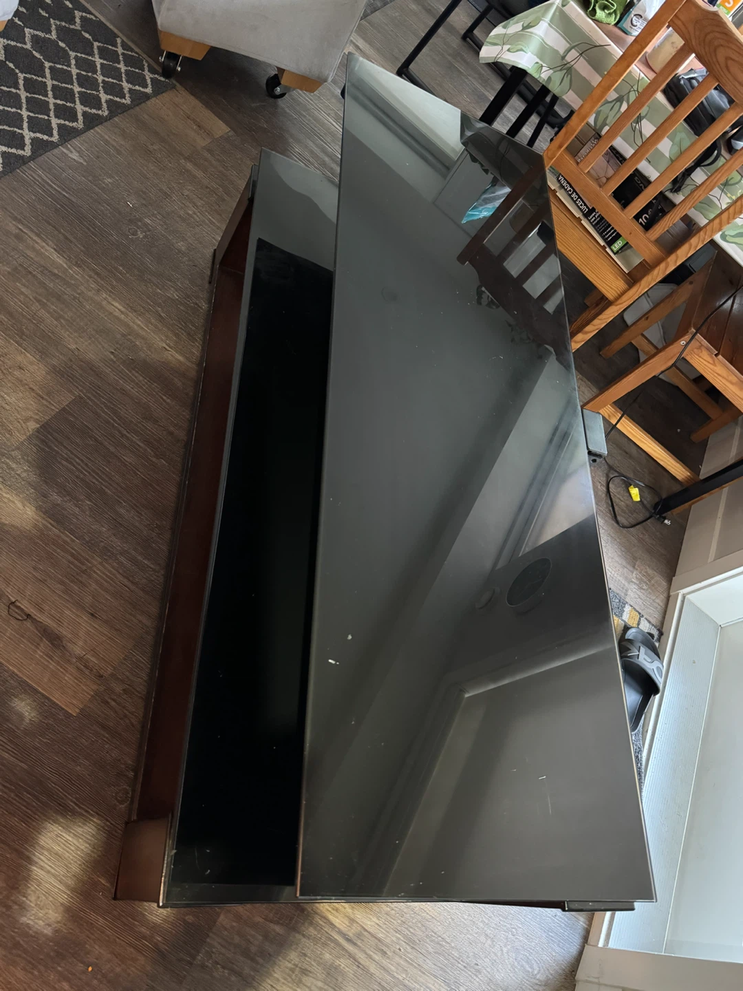 Black Glass and Wood TV Stand - photo 2