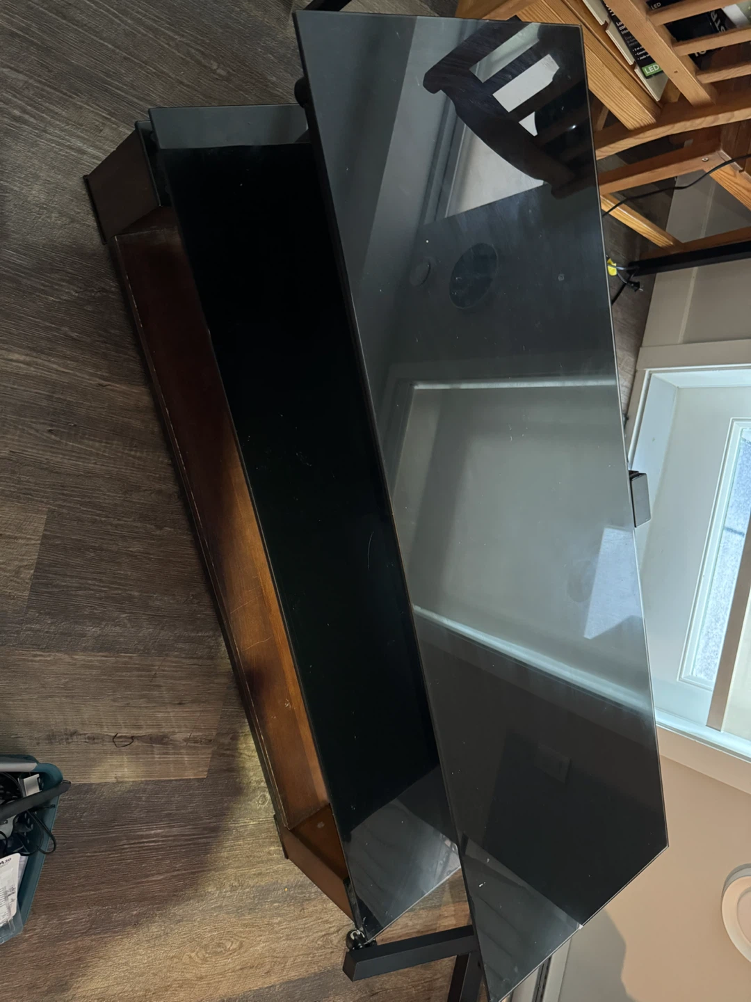 Black Glass and Wood TV Stand - photo 3
