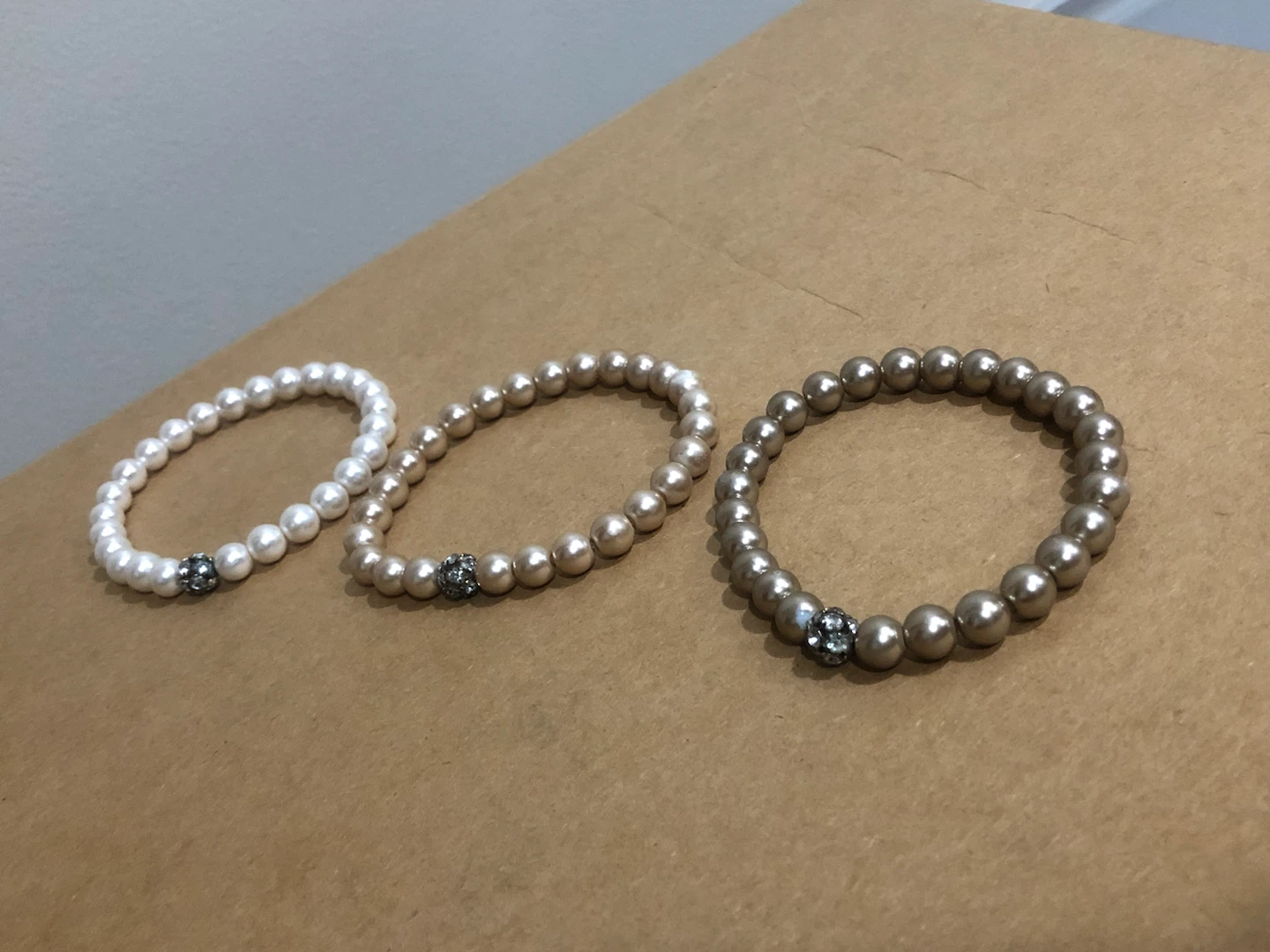 Three Beaded Faux-Pearl Bracelets 🏈