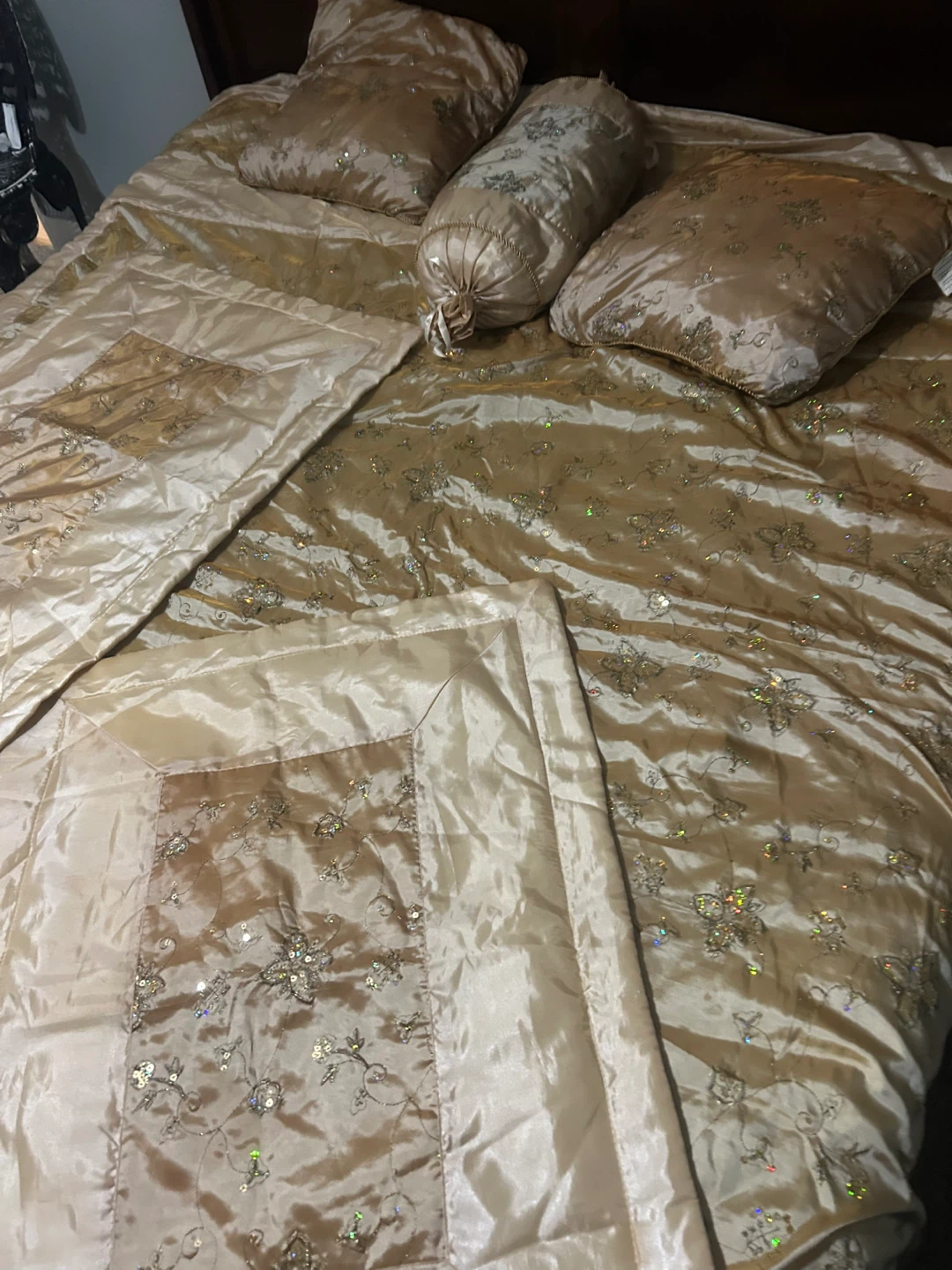 King bed Gold Sequined Bedding Set