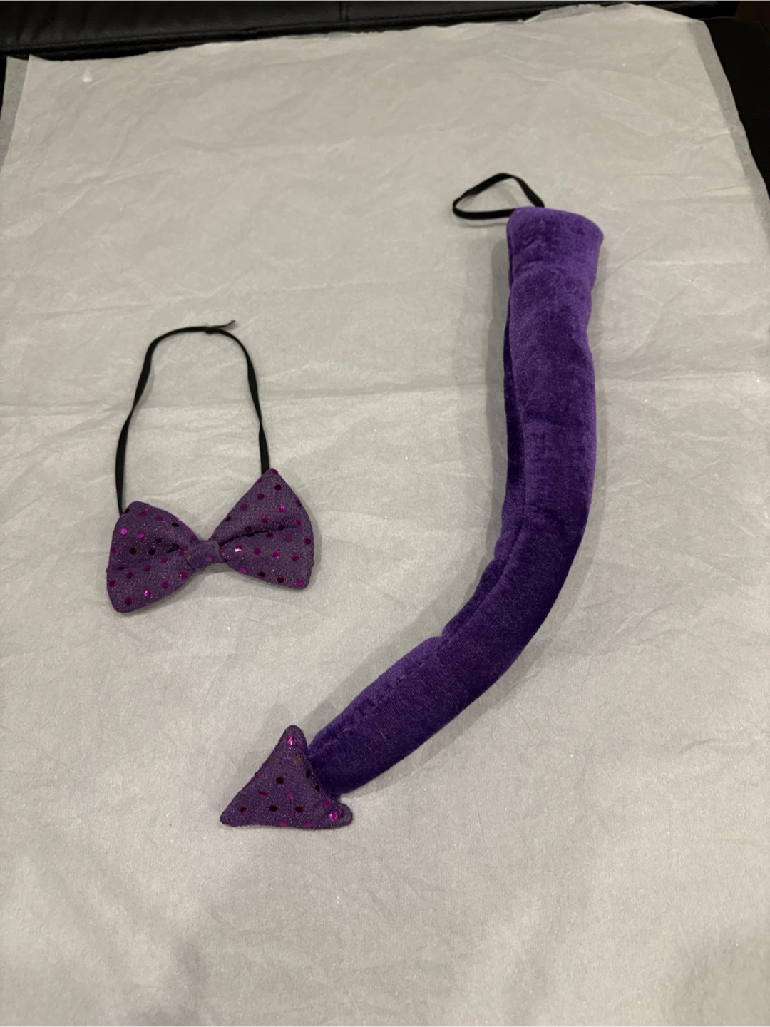 Purple Velvet Devil Tail and Bowtie Set