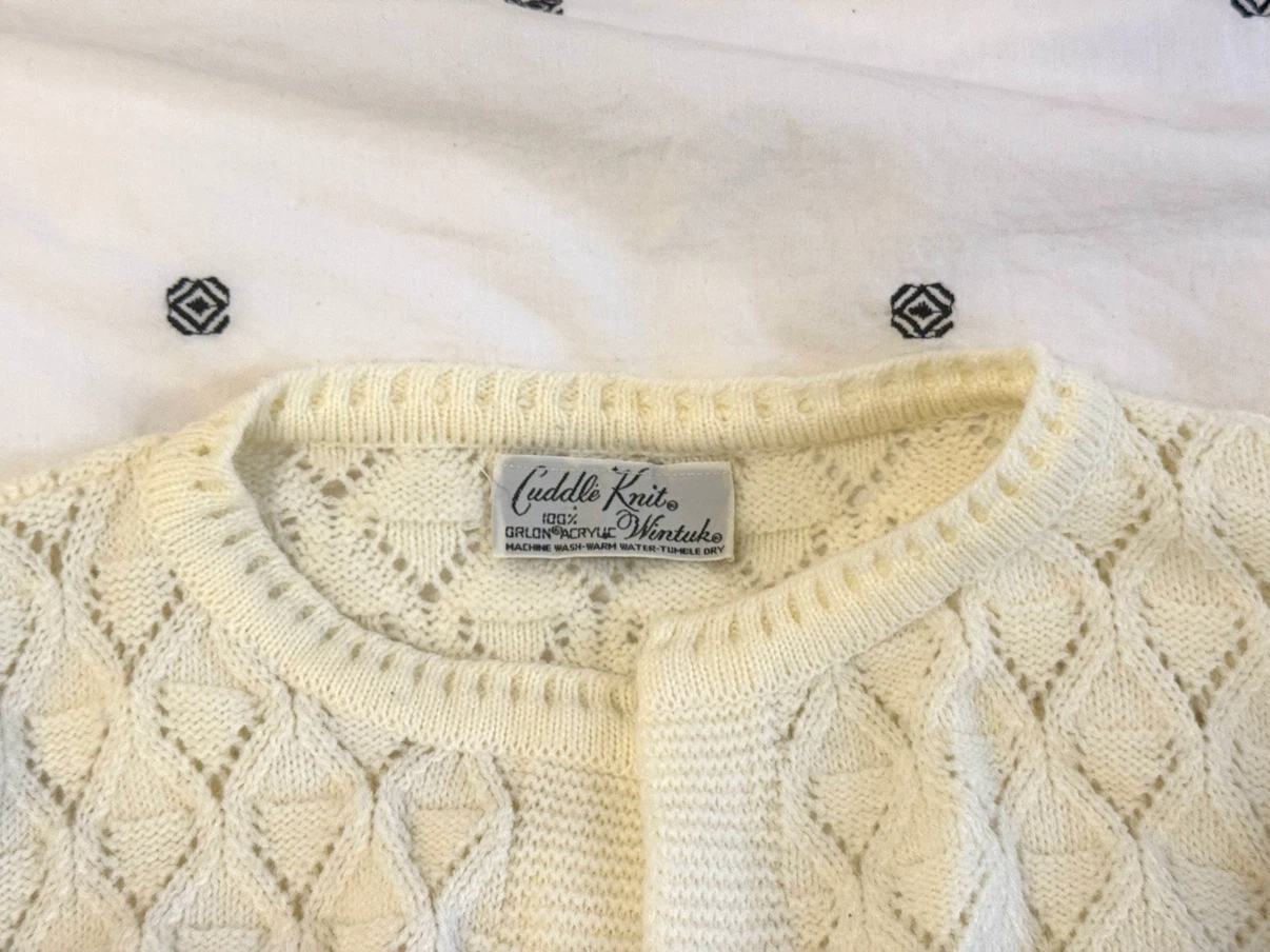 Cuddle Knit Cream Vintage Cardigan Medium - photo 3