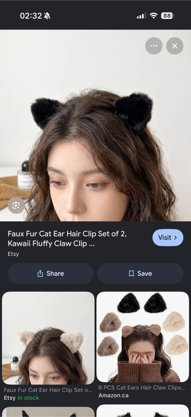 Black Feather Cat Ear Hair Clips
