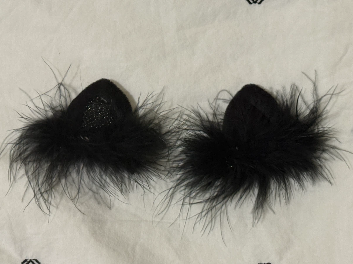 Black Feather Cat Ear Hair Clips - photo 2