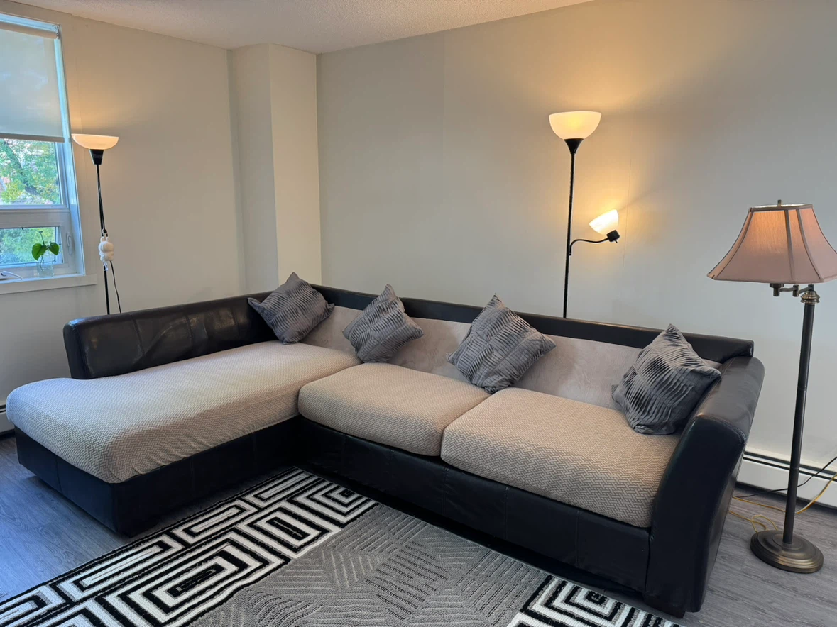 Dark brown and Beige Sectional Sofa