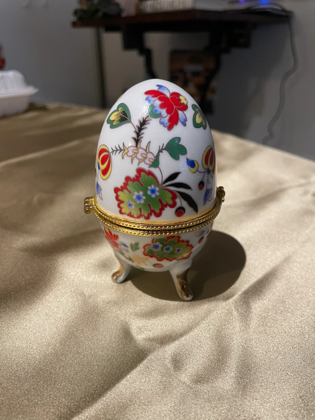 Floral porcelain egg trinket box - photo 2