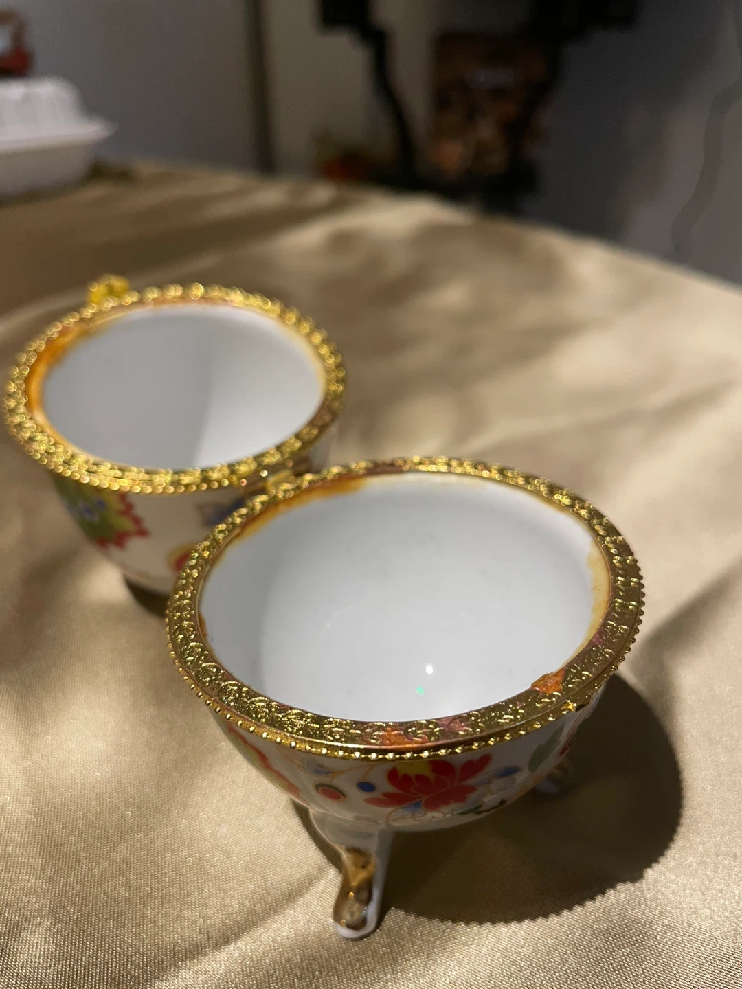 Floral porcelain egg trinket box - photo 3