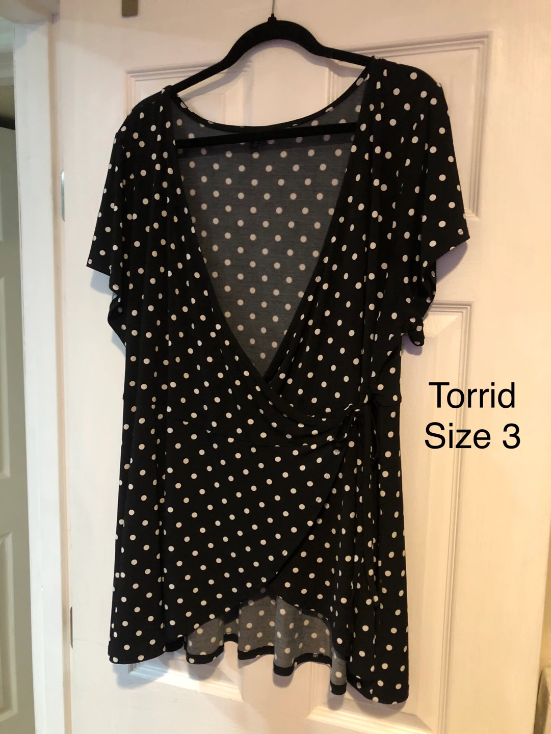 Torrid Black and White Polka Dot Wrap Top 🏈