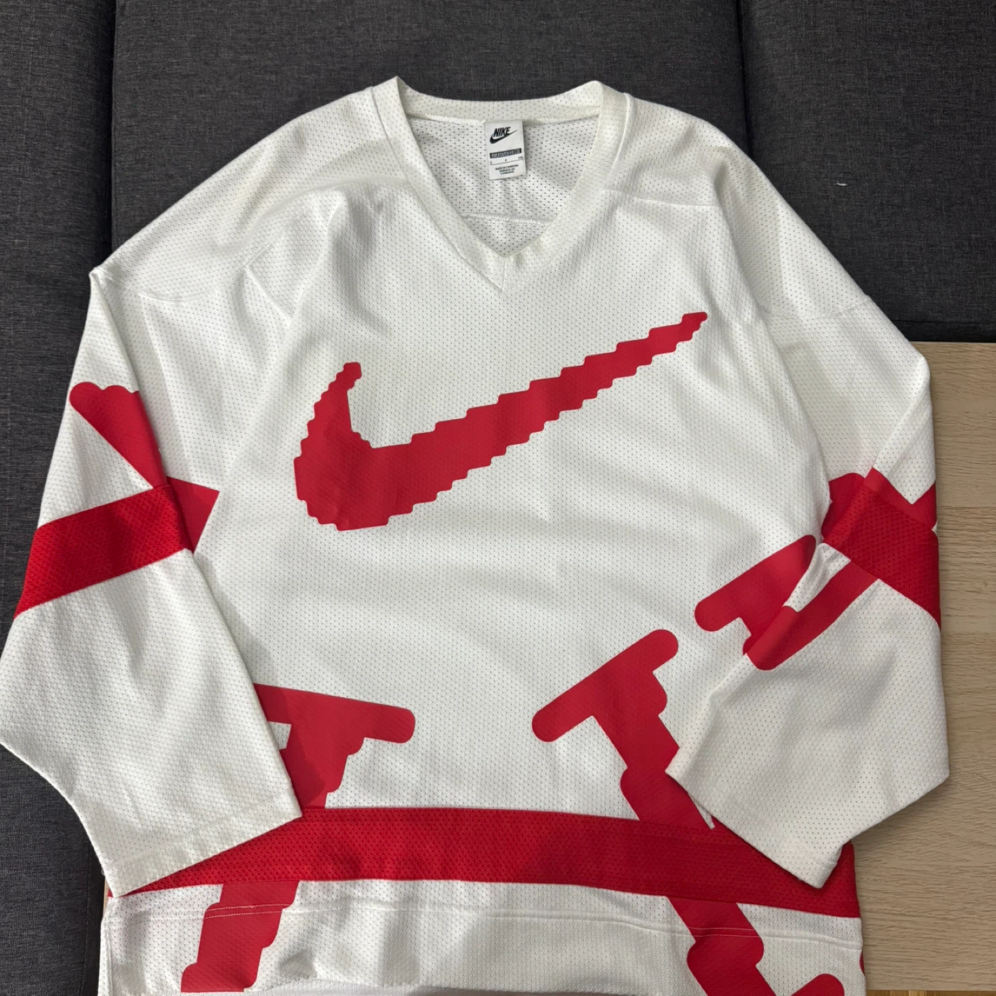 Nike Oversized Mesh Jersey White and Red