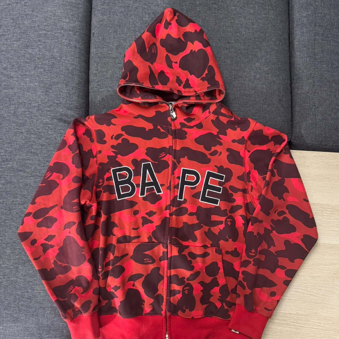 A Bathing Ape BAPE Red Camo Zip-Up Hoodie