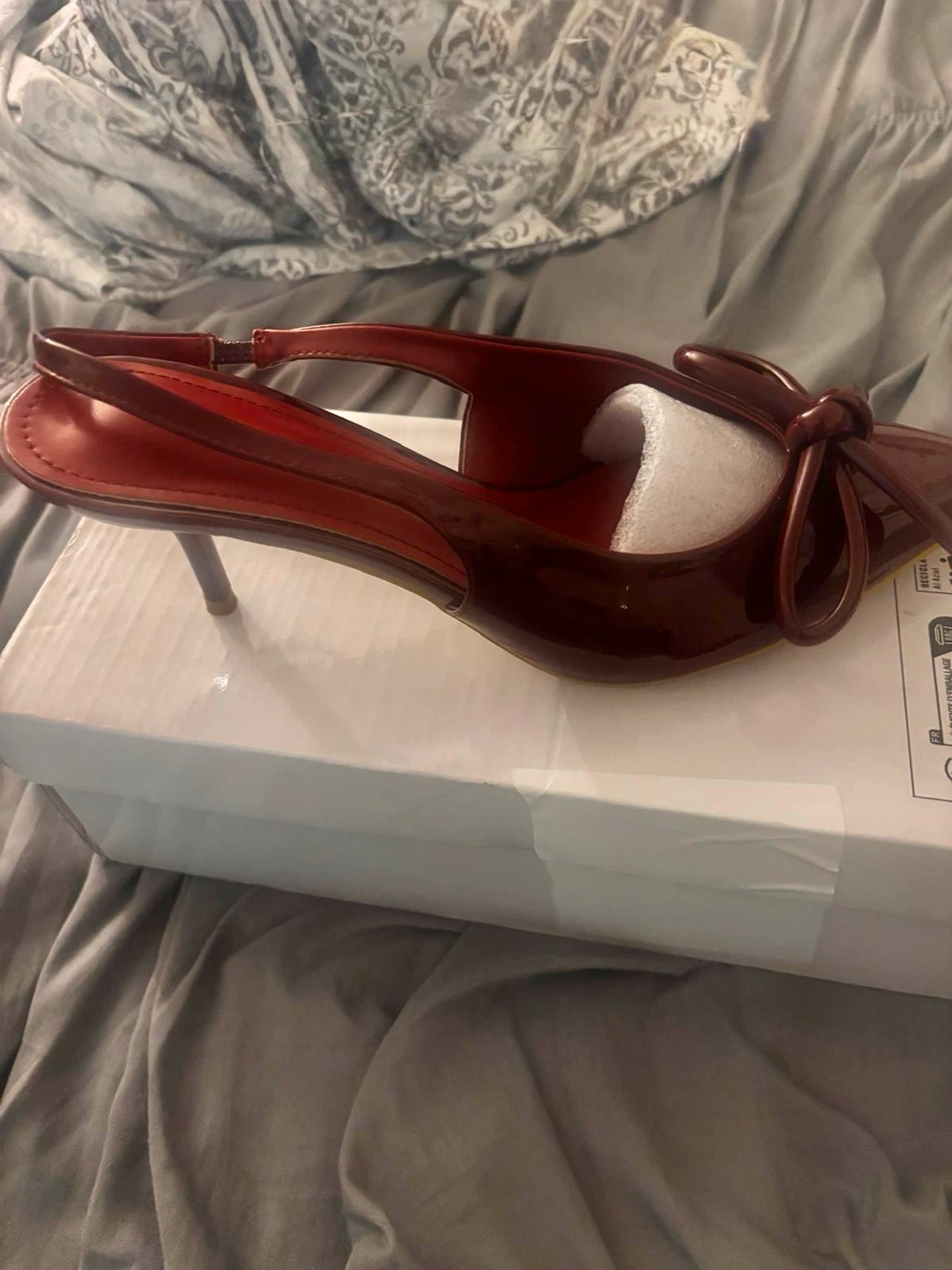 2 PAIRS FOR $30!! Burgundy Patent Slingback Heels with Bow