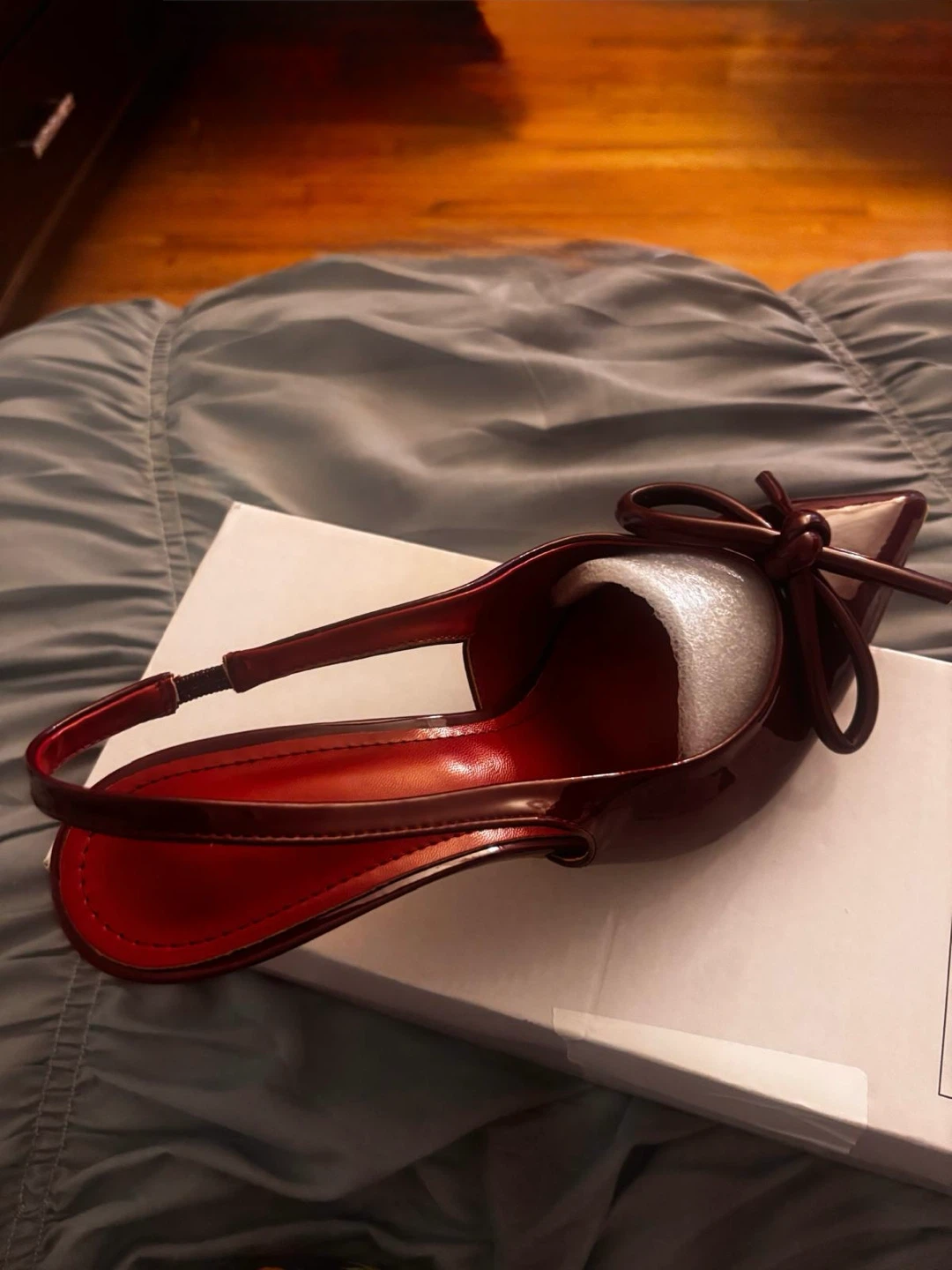 2 PAIRS FOR $30!! Burgundy Patent Slingback Heels with Bow - photo 3
