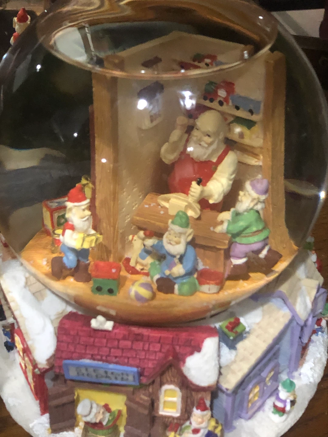 Santa's Workshop Christmas Snow Globe 🏈