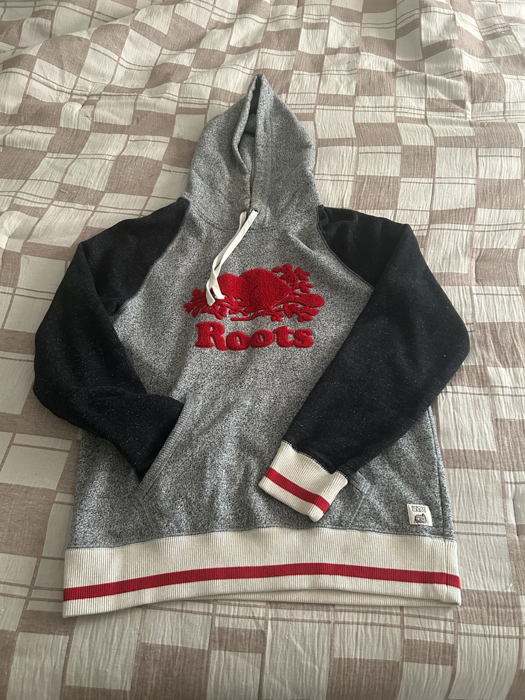 Roots Cabin Grey and Black Hoodie